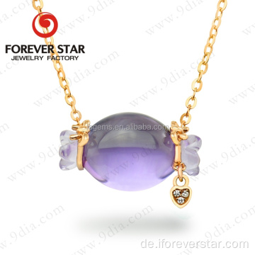 Natürliche Amethyst 14k einfache Gold-Halskette-Designs